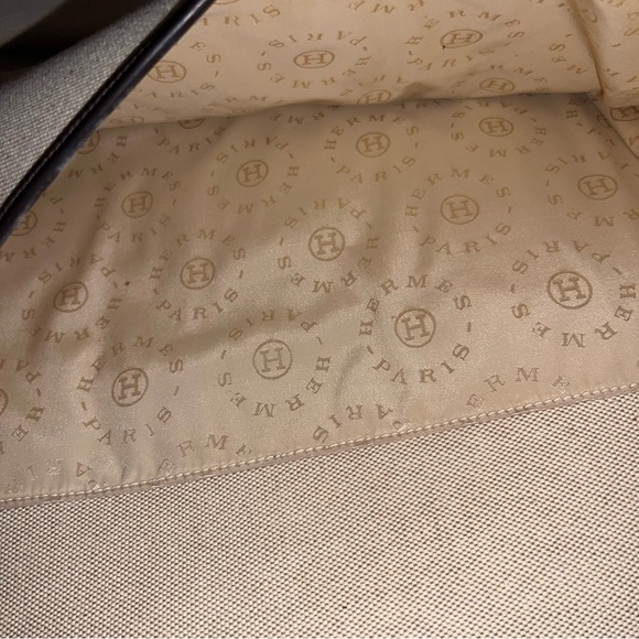 Vintage 70s Hermès Paris Travel Garment Leather & Canvas Bag Designer Luxury - Picture 9 of 14